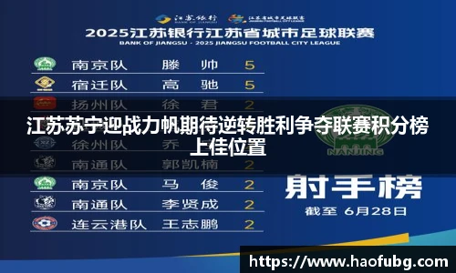 江苏苏宁迎战力帆期待逆转胜利争夺联赛积分榜上佳位置